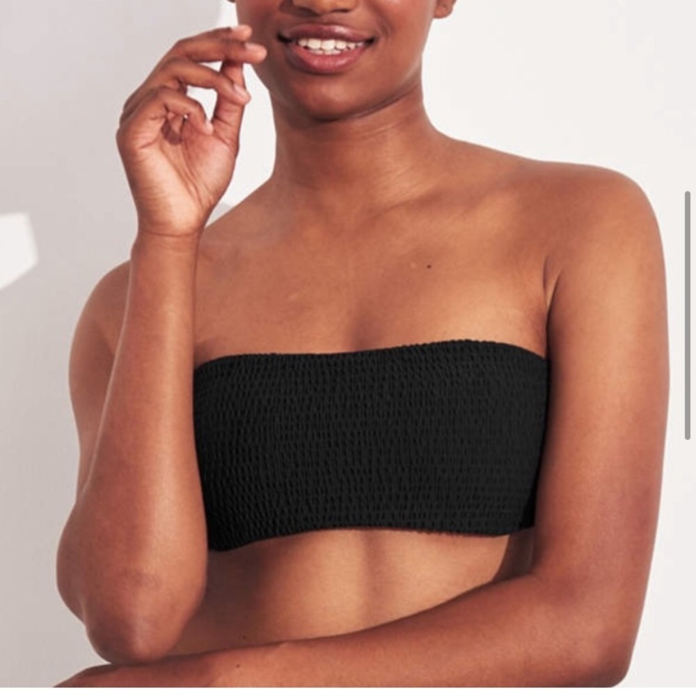 NWT Hollister Black Ruched Bandeau Bikini Top